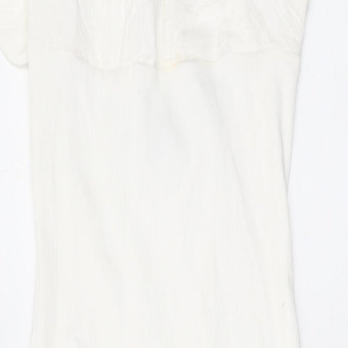 Zara Womens White Cotton Bodycon Size M Round Neck Pullover
