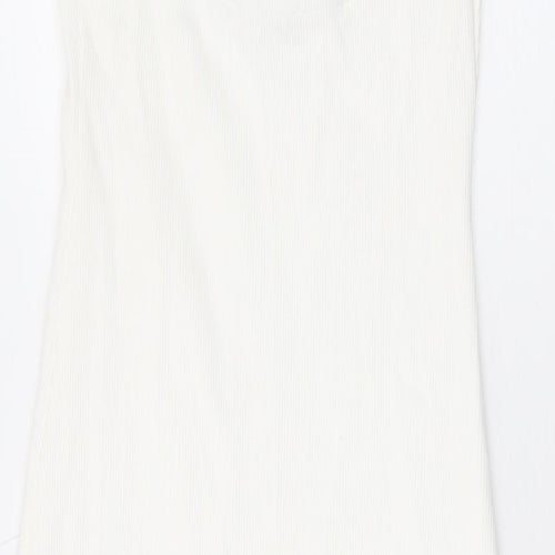 Zara Womens White Cotton Bodycon Size M Round Neck Pullover