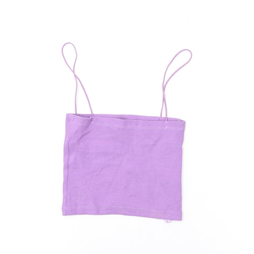 Zara Womens Purple Cotton Camisole Tank Size S Square Neck