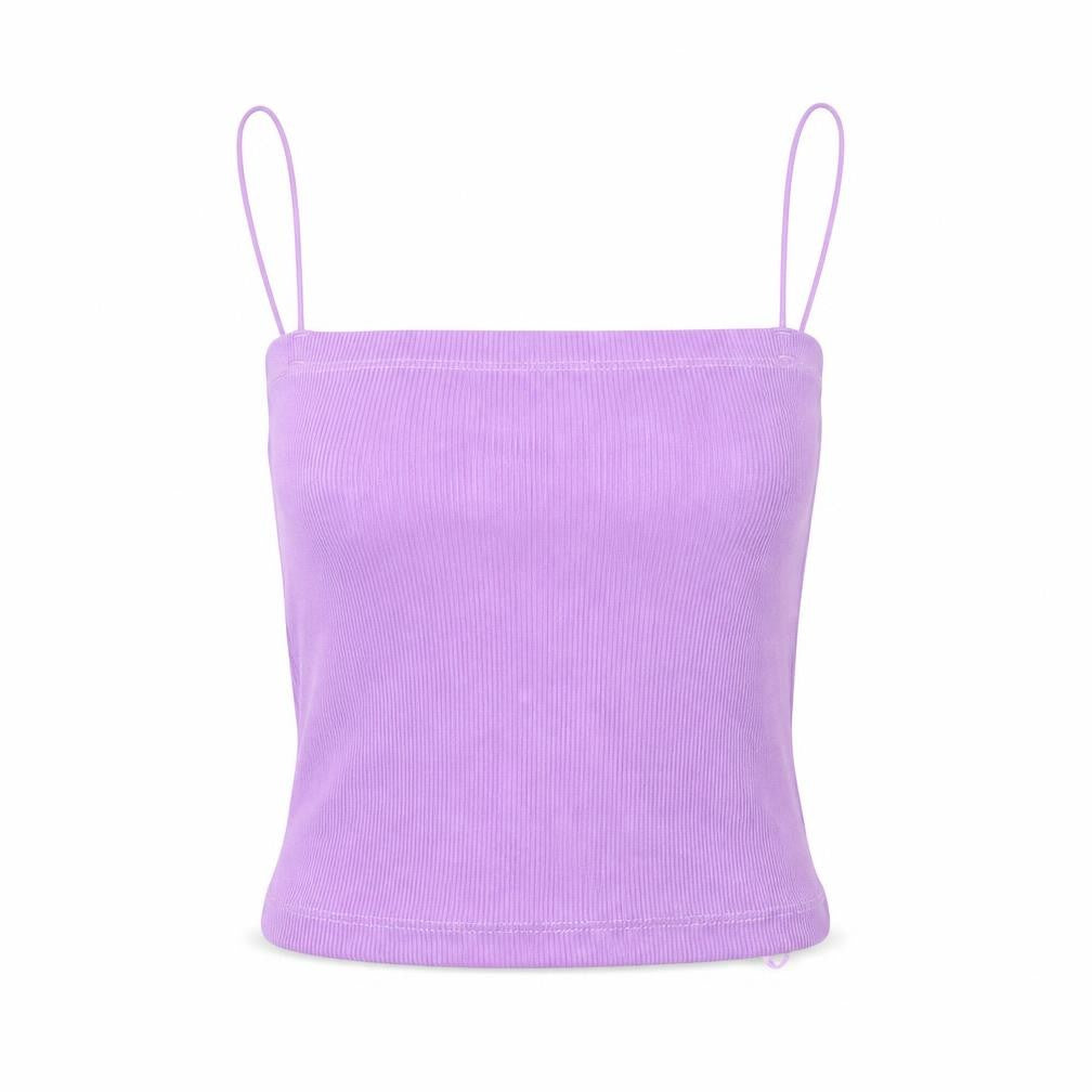 Zara Womens Purple Cotton Camisole Tank Size S Square Neck