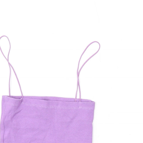 Zara Womens Purple Cotton Camisole Tank Size S Square Neck