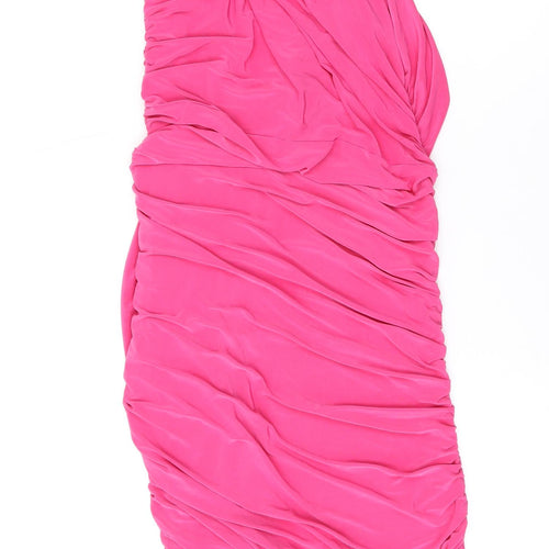 I SAW IT FIRST Womens Pink Polyester Bodycon Size 14 One Shoulder Pullover