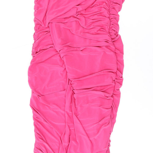 I SAW IT FIRST Womens Pink Polyester Bodycon Size 14 One Shoulder Pullover