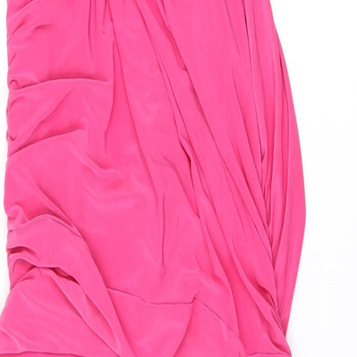 I SAW IT FIRST Womens Pink Polyester Bodycon Size 14 One Shoulder Pullover