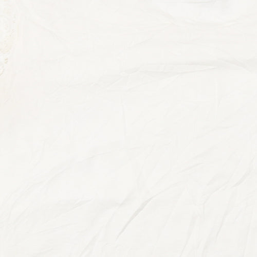 Yue Sheng Womens White Polyester Basic T-Shirt Size L Round Neck