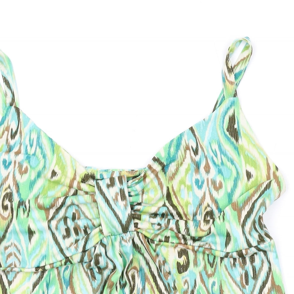 INC Womens Green Geometric Polyester Camisole Tank Size M V-Neck