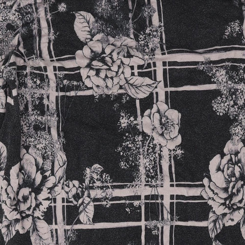 Thought Womens Black Floral Polyester Bodycon Size 14 Scoop Neck Pullover