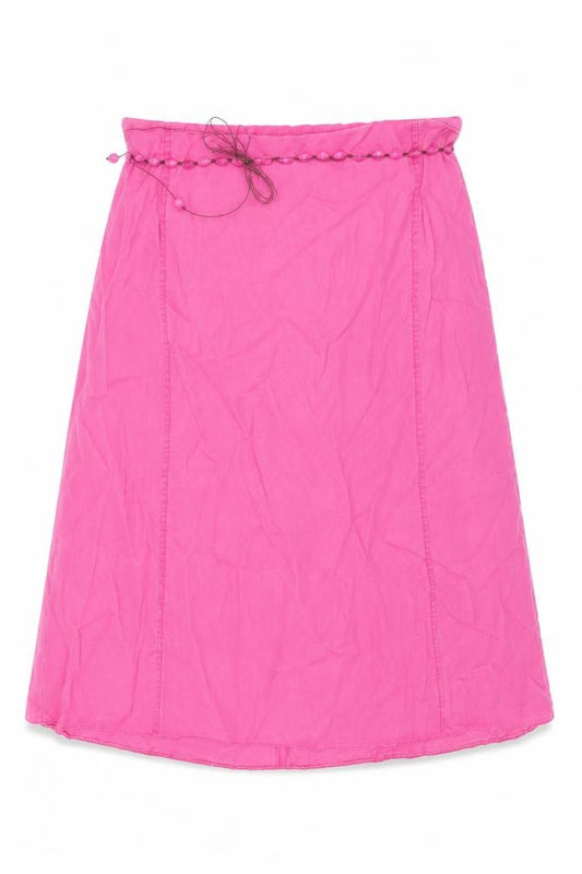 Front view of Ann Harvey women’s pink polyester swing skirt, size UK 24, zip