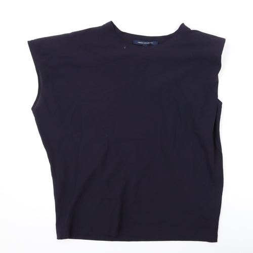 French Connection Womens Blue Polyester Basic Blouse Size S Round Neck