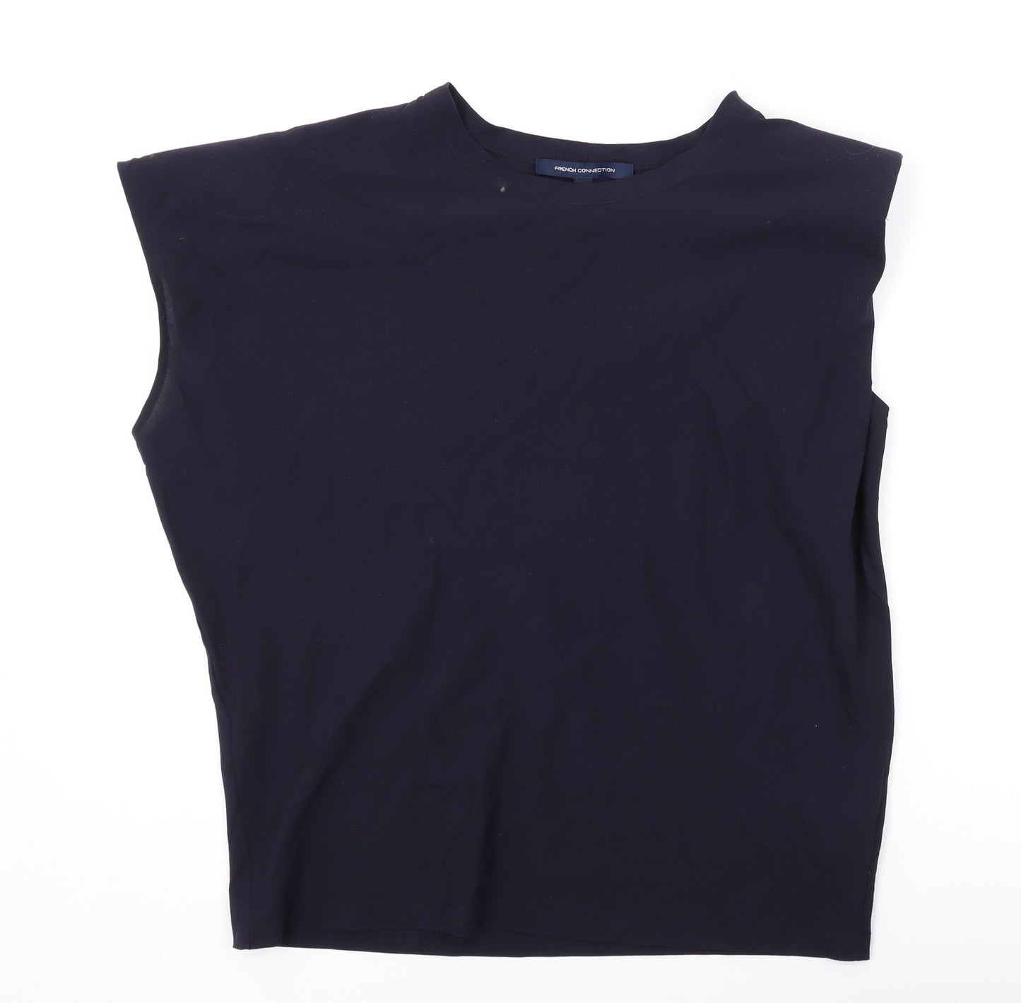 French Connection Womens Blue Polyester Basic Blouse Size S Round Neck