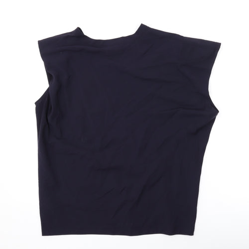 French Connection Womens Blue Polyester Basic Blouse Size S Round Neck