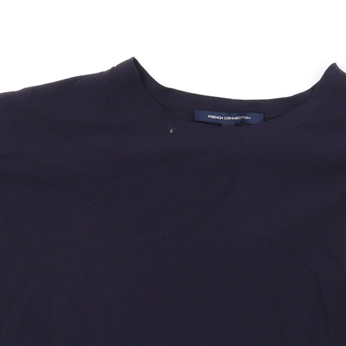 French Connection Womens Blue Polyester Basic Blouse Size S Round Neck