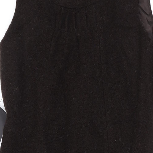 Zara Womens Brown Wool A-Line Size XS Round Neck Zip