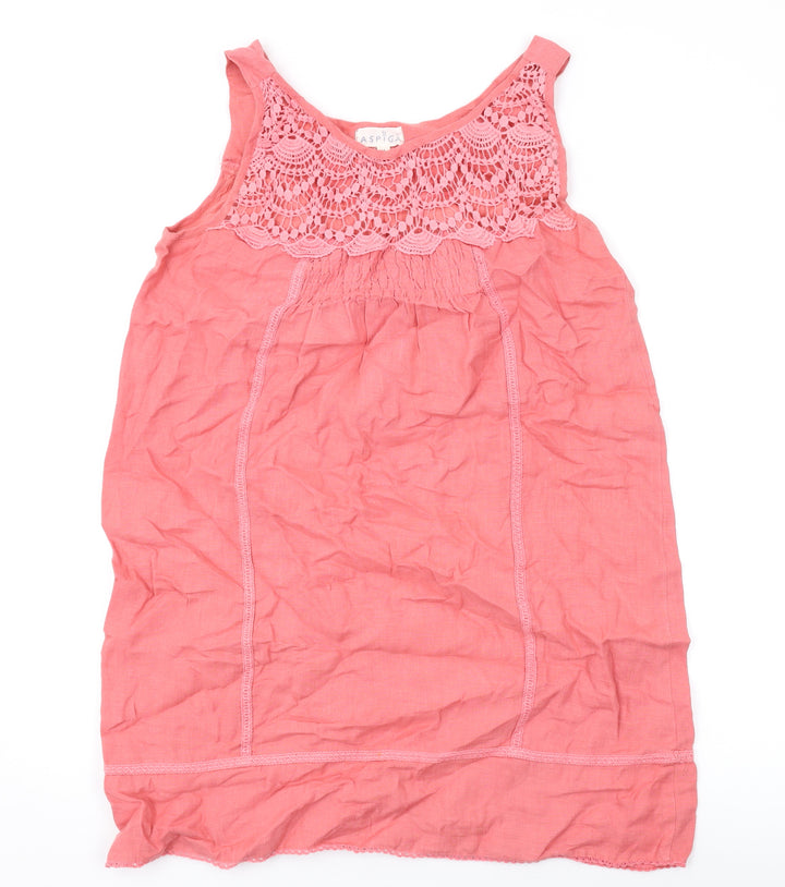 Aspiga Womens Pink Cotton Tank Dress Size M Scoop Neck Pullover
