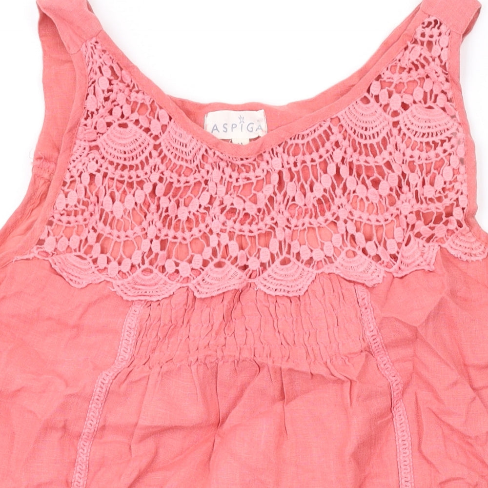 Aspiga Womens Pink Cotton Tank Dress Size M Scoop Neck Pullover