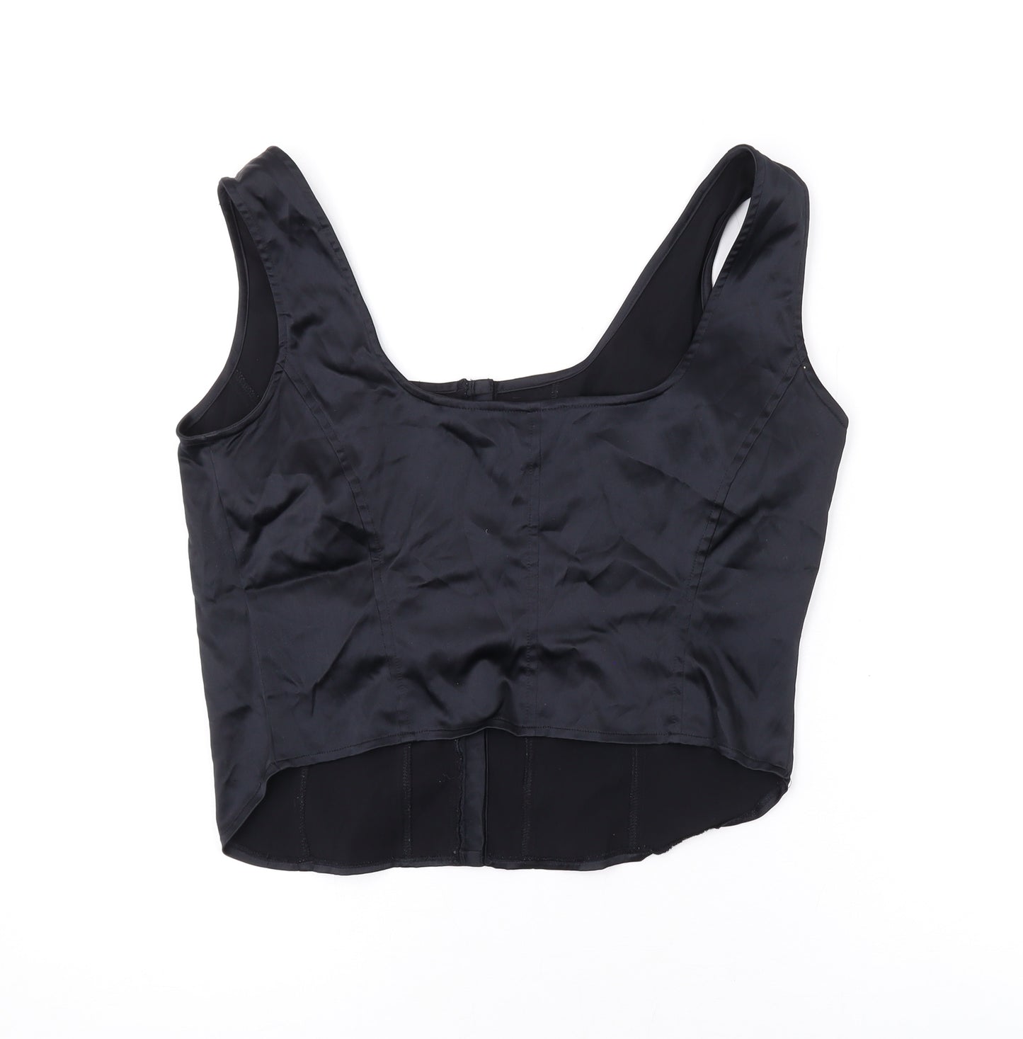 Seven Womens Black Polyester Cropped Tank Size 18 Scoop Neck