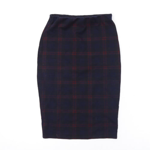 New Look Womens Black Plaid Polyester Bandage Skirt Size 6