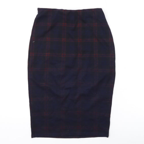 New Look Womens Black Plaid Polyester Bandage Skirt Size 6