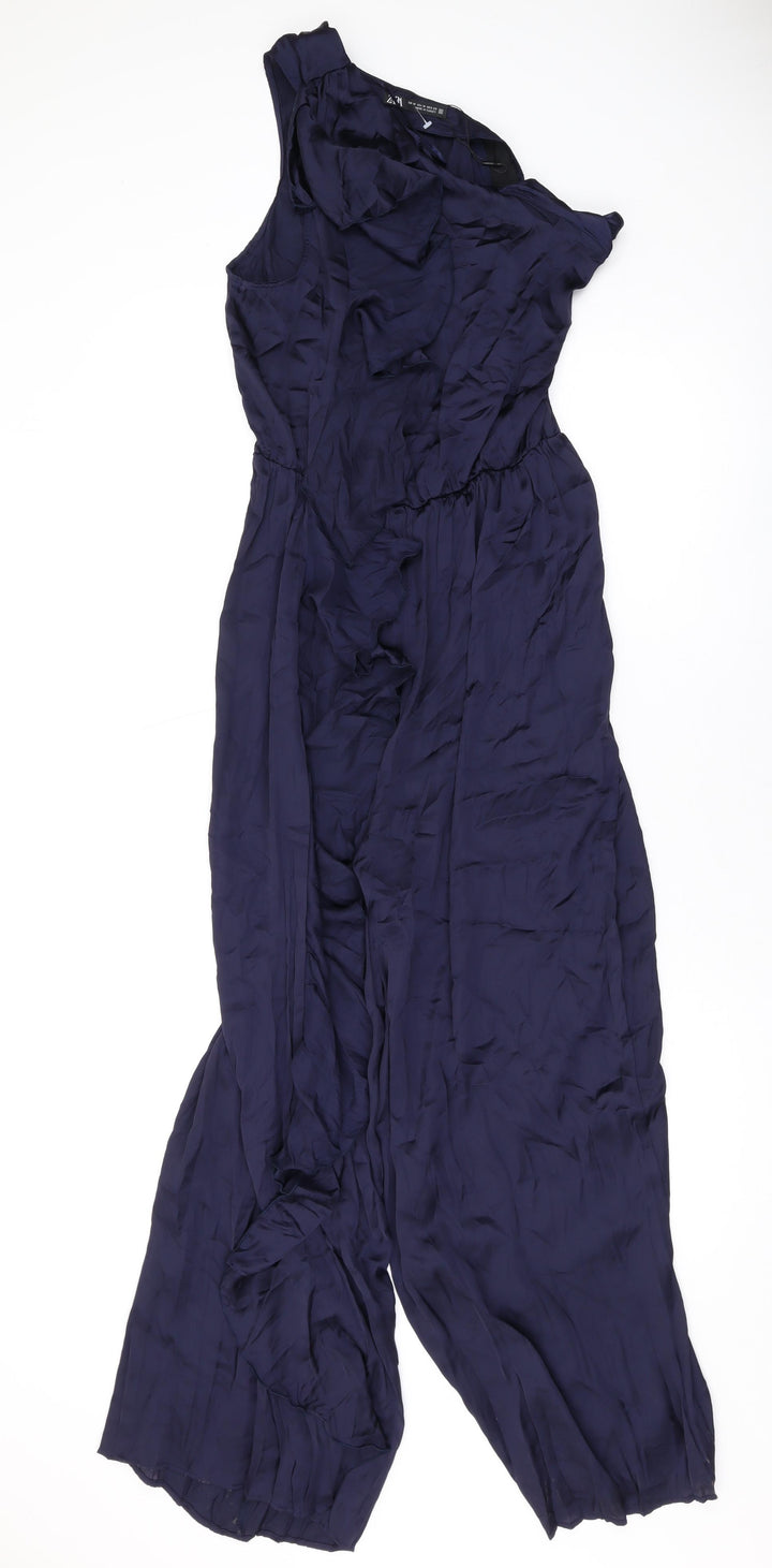Zara Womens Blue Viscose Jumpsuit One-Piece Size M L26 in Zip