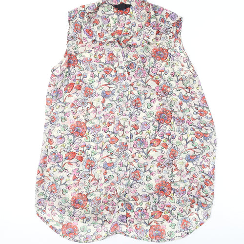 H&M Womens Multicoloured Floral Polyester Basic Blouse Size 4 Collared