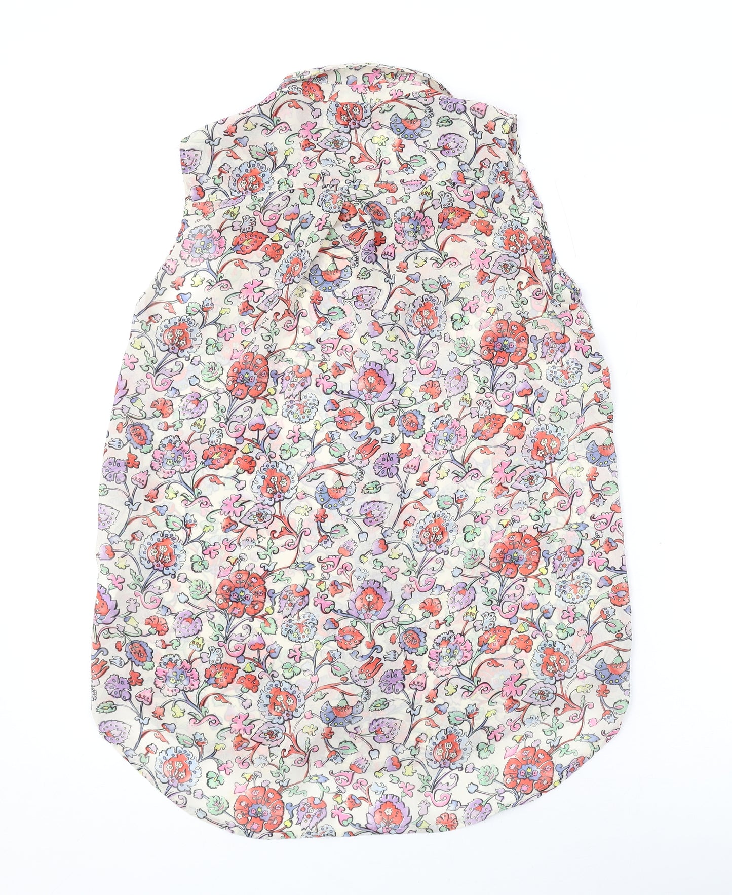 H&M Womens Multicoloured Floral Polyester Basic Blouse Size 4 Collared