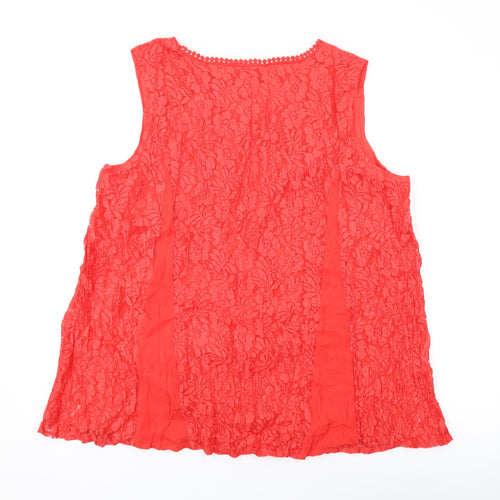 Together Womens Red Geometric Viscose Basic Tank Size XL V-Neck