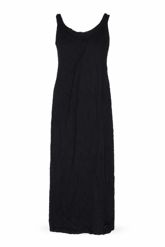 Front view of Marks & Spencer women’s black viscose maxi, size UK 10, scoop neck pullover