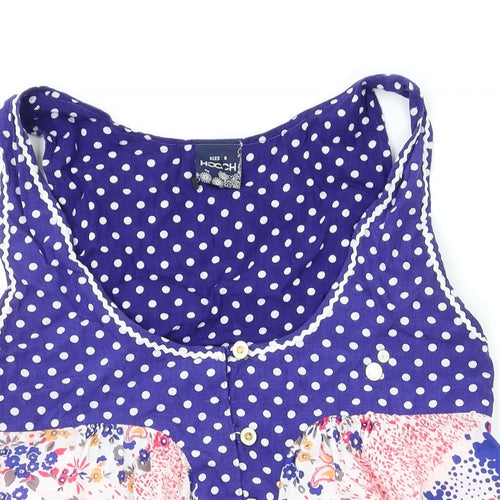 HOOCH Womens Blue Geometric Polyester Basic Tank Size 8 Scoop Neck