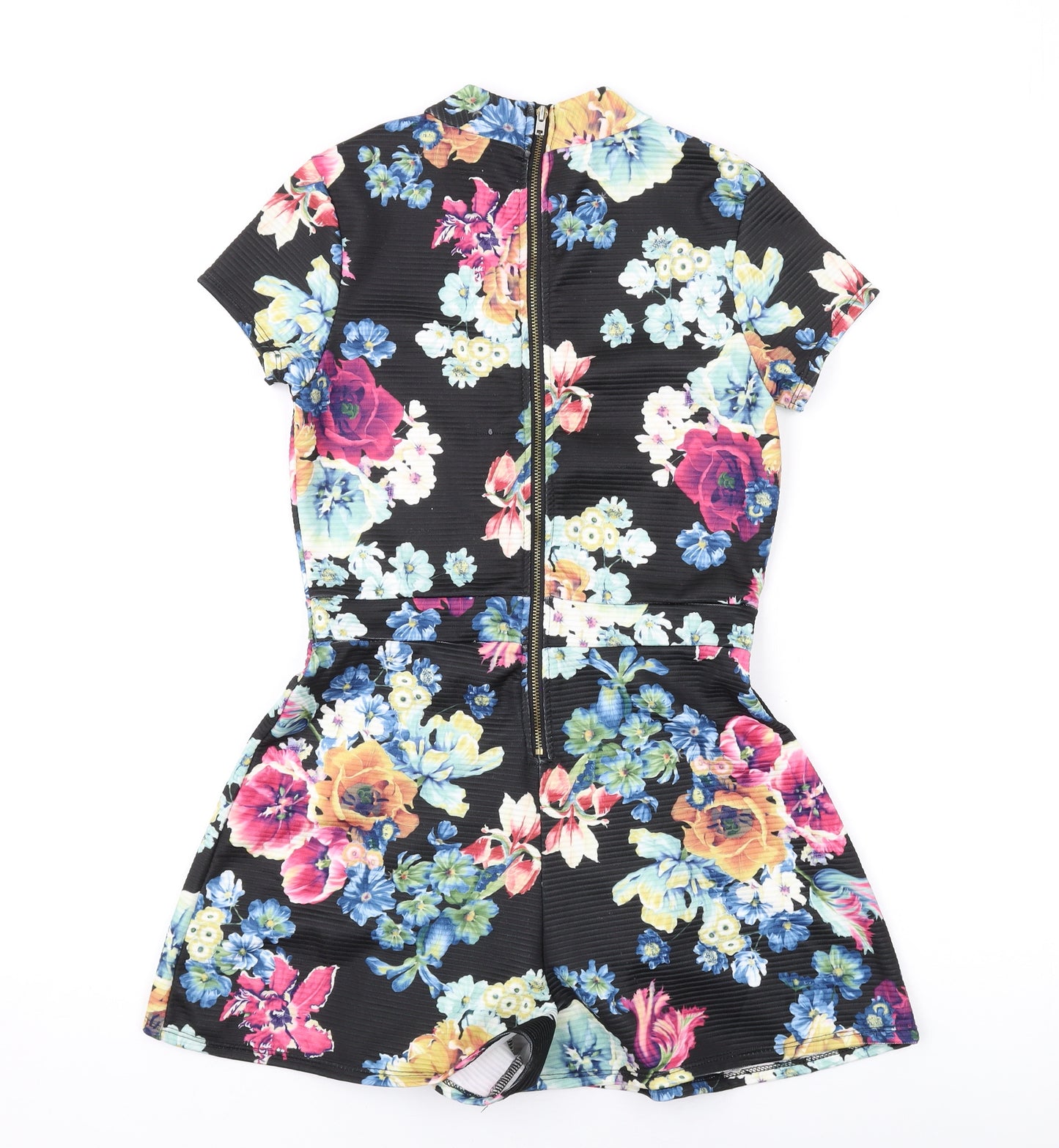 Candy Couture Girls Black Floral Polyester Playsuit One-Piece Size 12-13 Years Zip