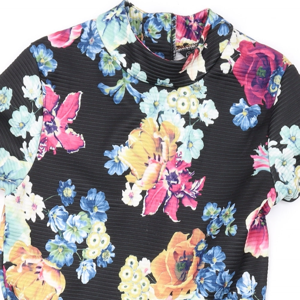 Candy Couture Girls Black Floral Polyester Playsuit One-Piece Size 12-13 Years Zip