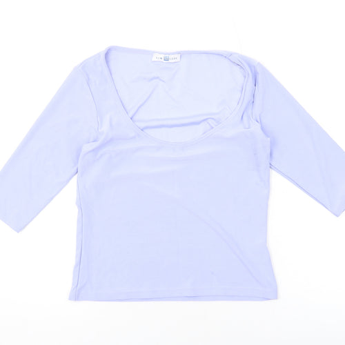New Look Womens Blue Polyester Basic Blouse Size 12 Scoop Neck
