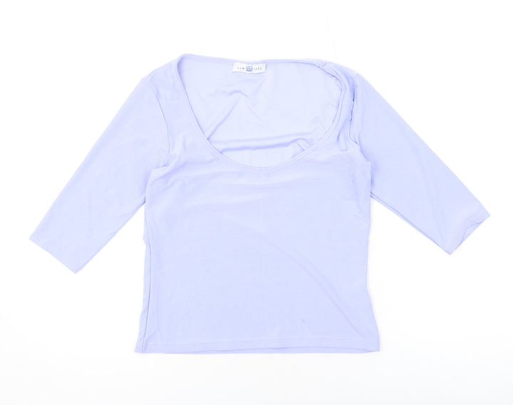 New Look Womens Blue Polyester Basic Blouse Size 12 Scoop Neck