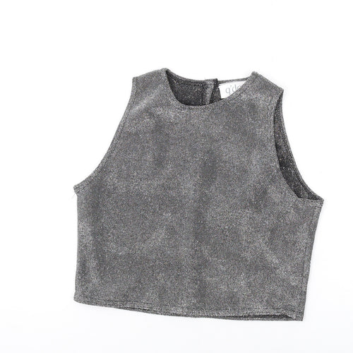Q'Dos Womens Silver Polyester Basic Tank Size 14 Round Neck