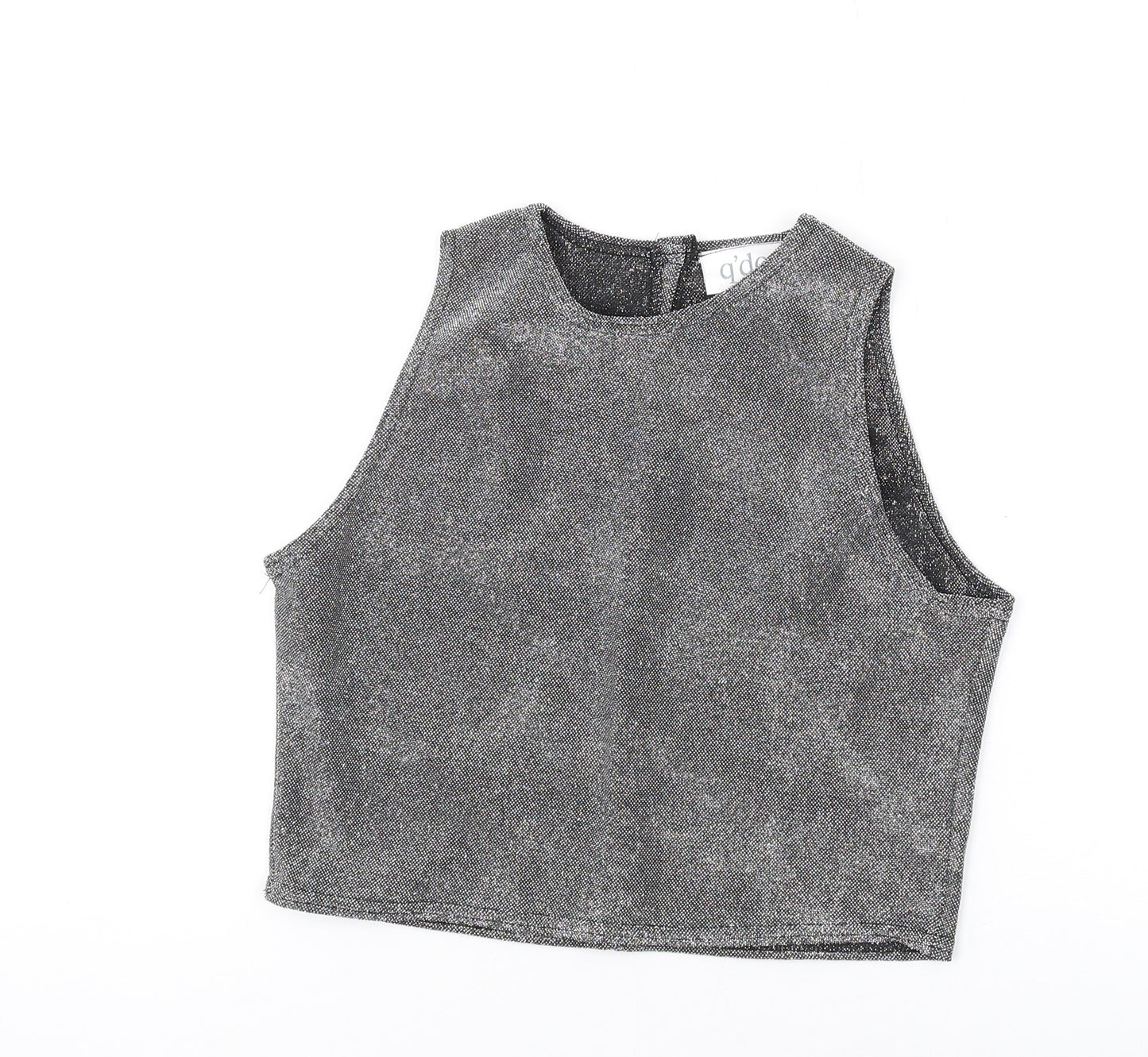 Q'Dos Womens Silver Polyester Basic Tank Size 14 Round Neck