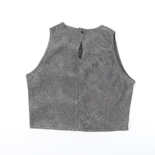Q'Dos Womens Silver Polyester Basic Tank Size 14 Round Neck