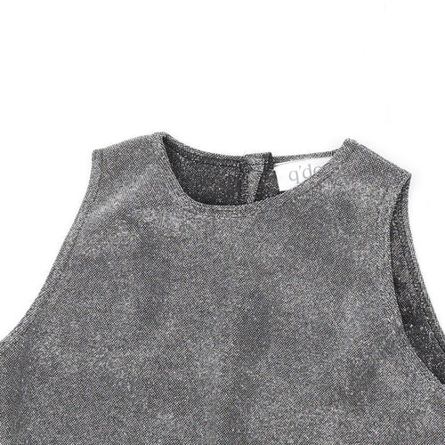 Q'Dos Womens Silver Polyester Basic Tank Size 14 Round Neck