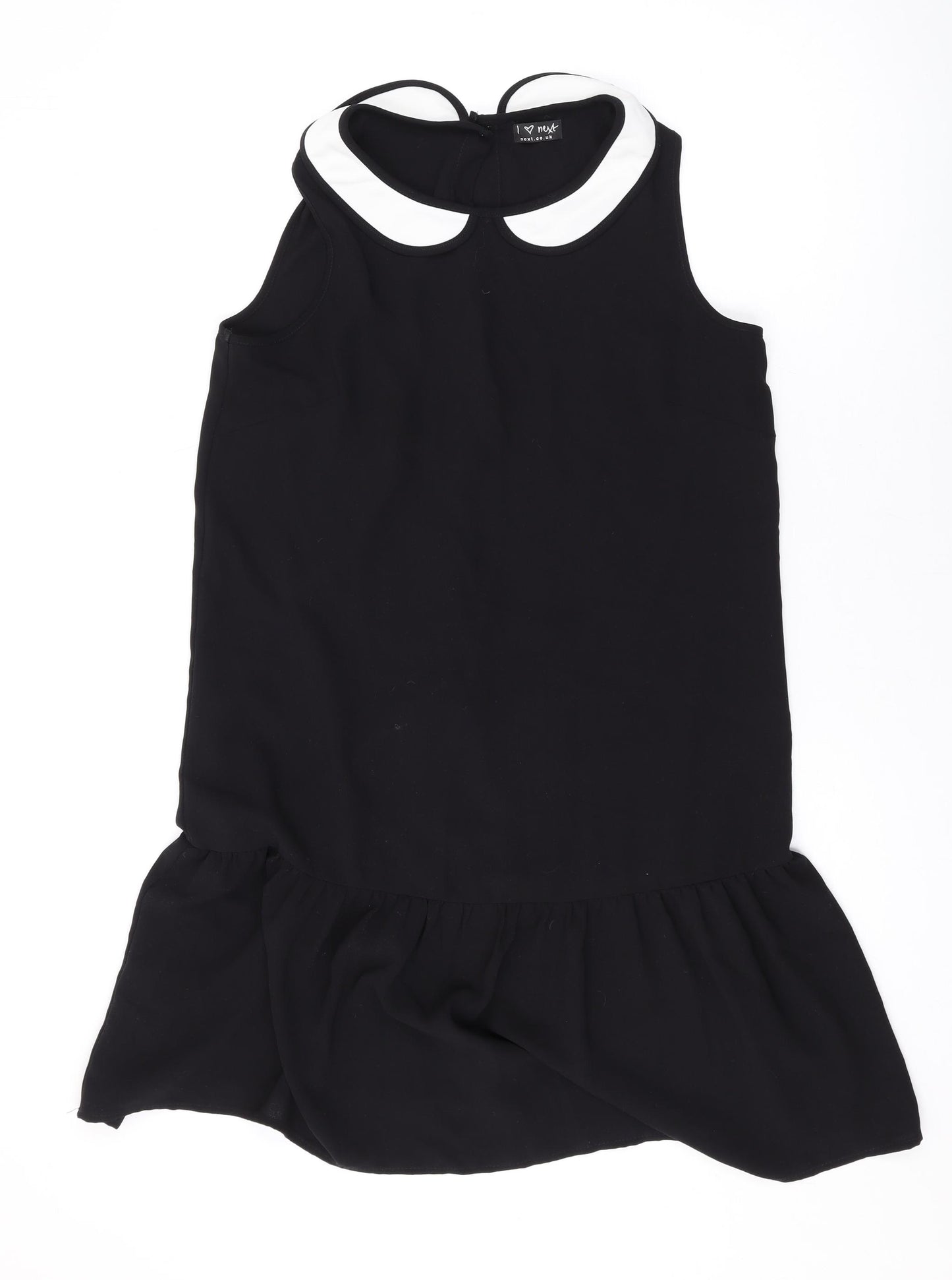 NEXT Girls Black Polyester A-Line Size 15 Years Collared Button