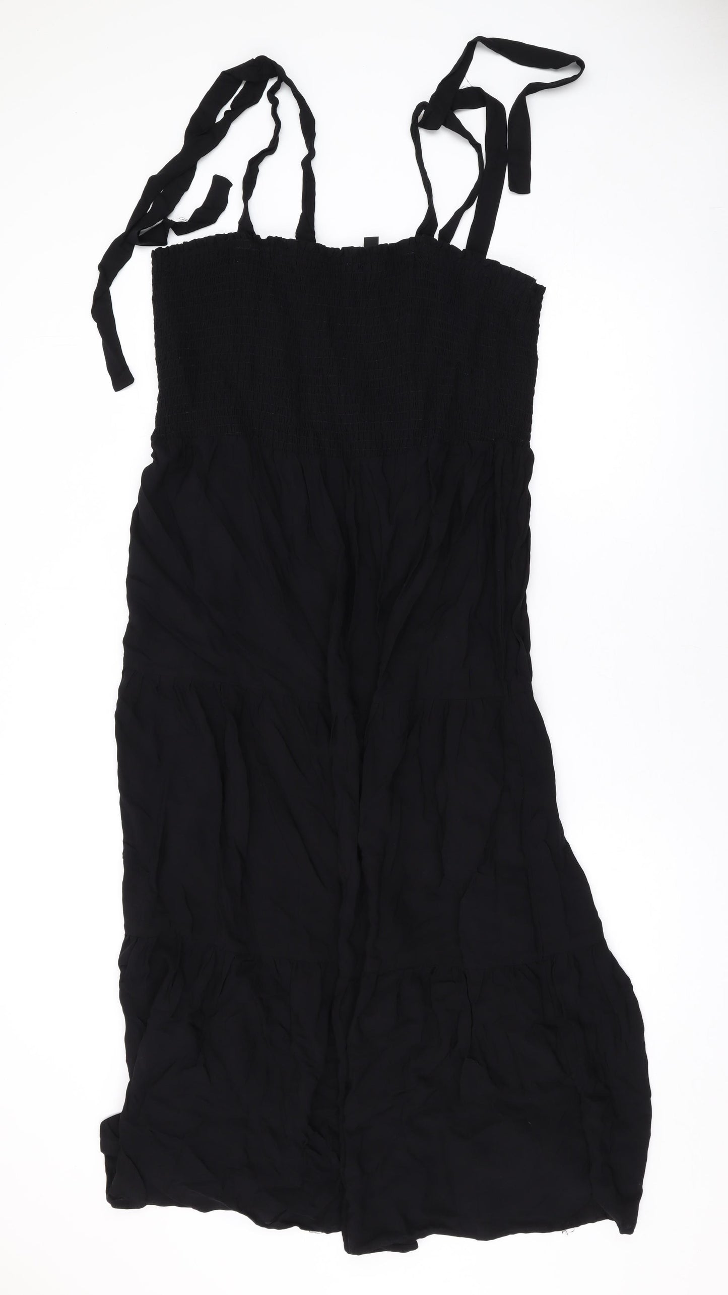 New Look Womens Black Viscose Maxi Size M Square Neck Pullover