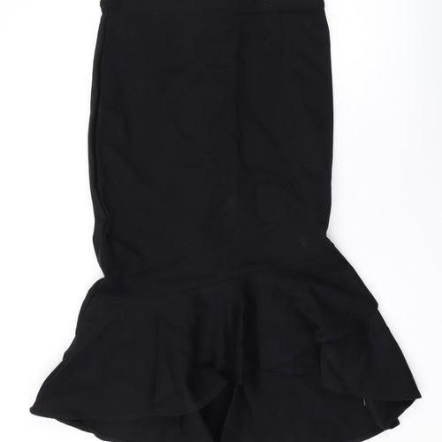 Marks and Spencer Womens Black Viscose Trumpet Skirt Size 14 Zip