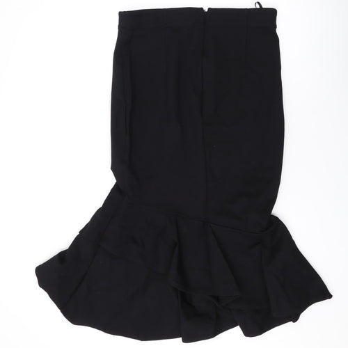 Marks and Spencer Womens Black Viscose Trumpet Skirt Size 14 Zip
