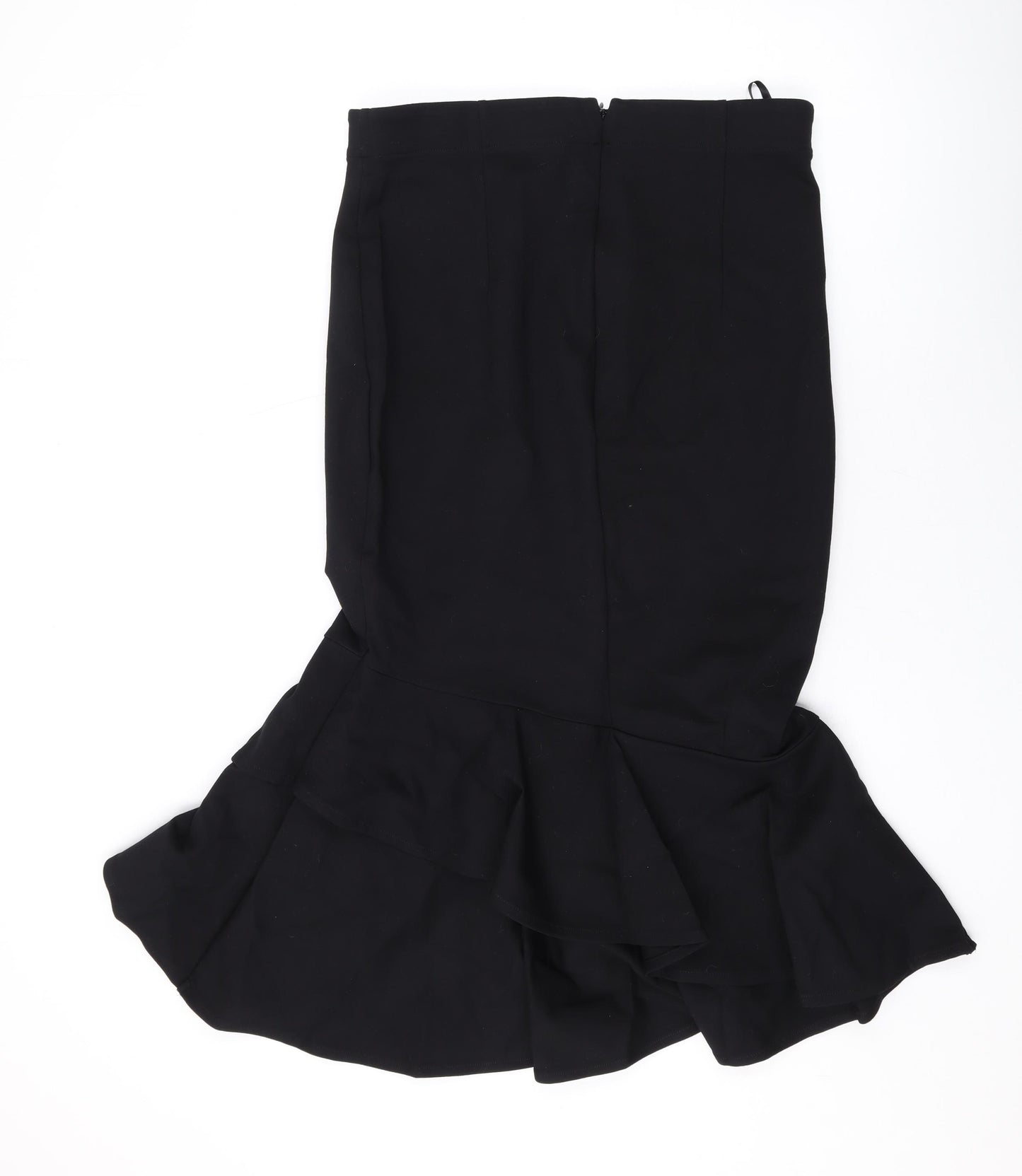 Marks and Spencer Womens Black Viscose Trumpet Skirt Size 14 Zip