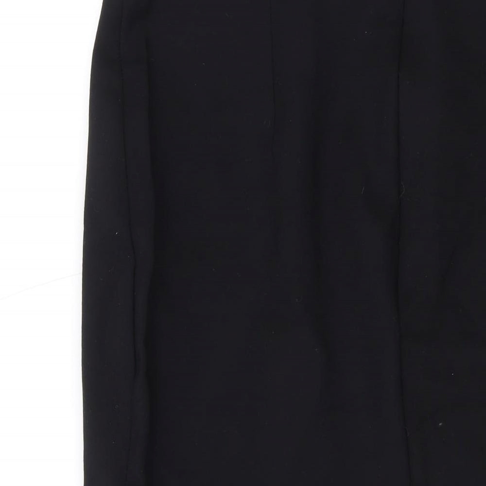 Marks and Spencer Womens Black Viscose Trumpet Skirt Size 14 Zip