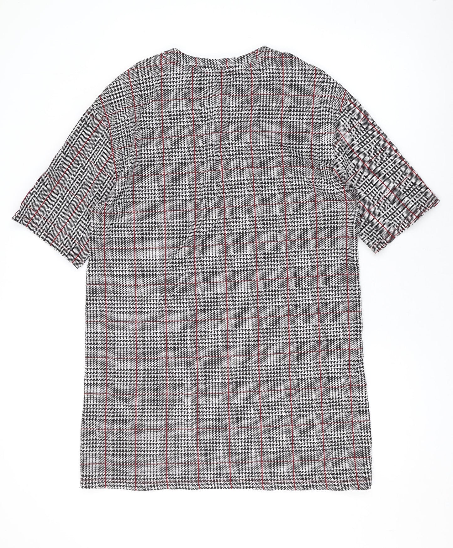 Zara Womens Grey Plaid Polyester A-Line Size M Round Neck Pullover