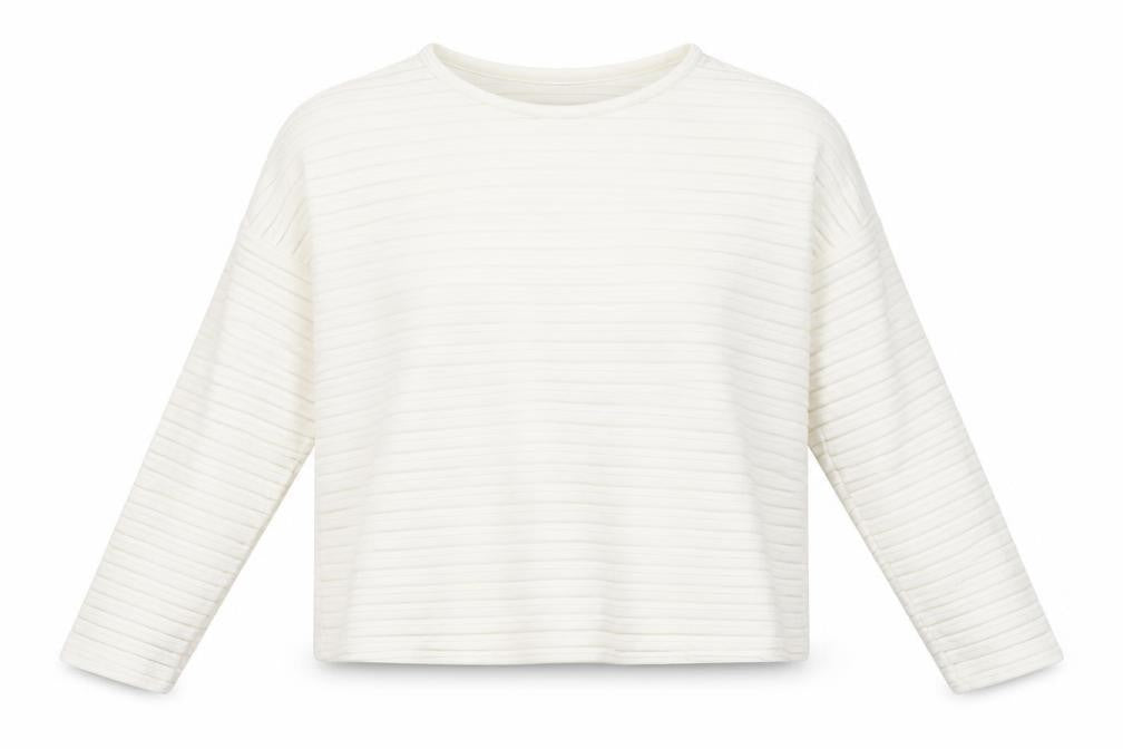Front view of Mango women’s white polyester basic blouse, size M, round neck