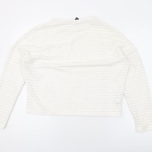 Mango Womens White Polyester Basic Blouse Size M Round Neck