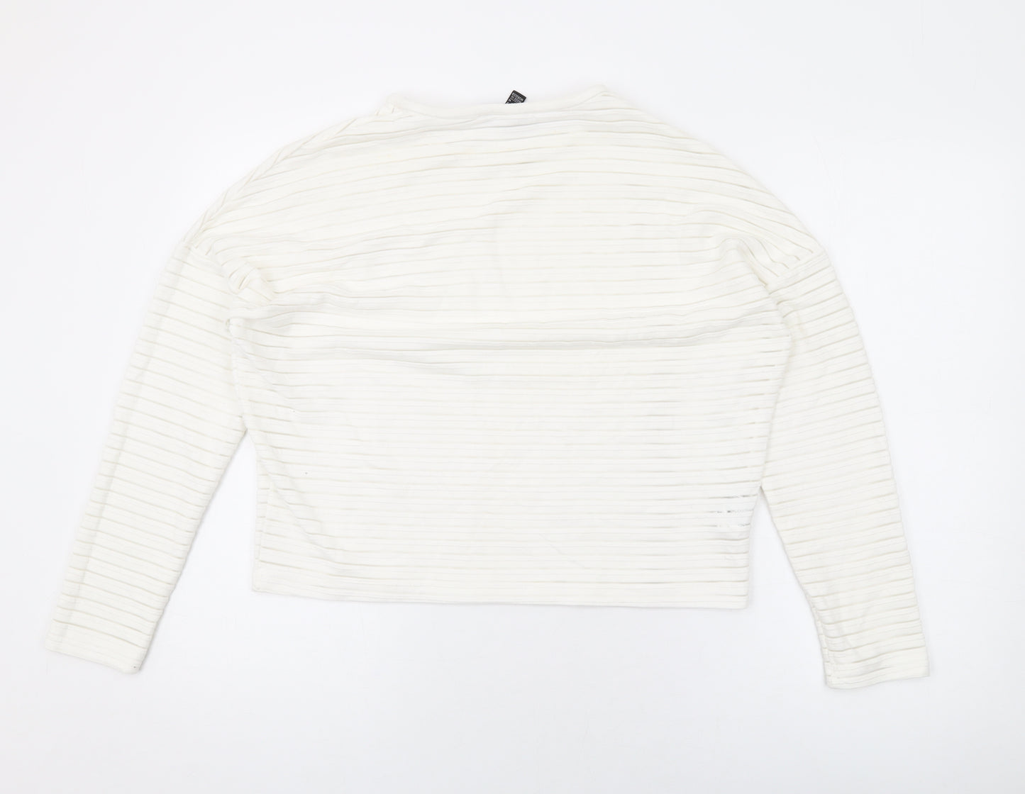 Mango Womens White Polyester Basic Blouse Size M Round Neck