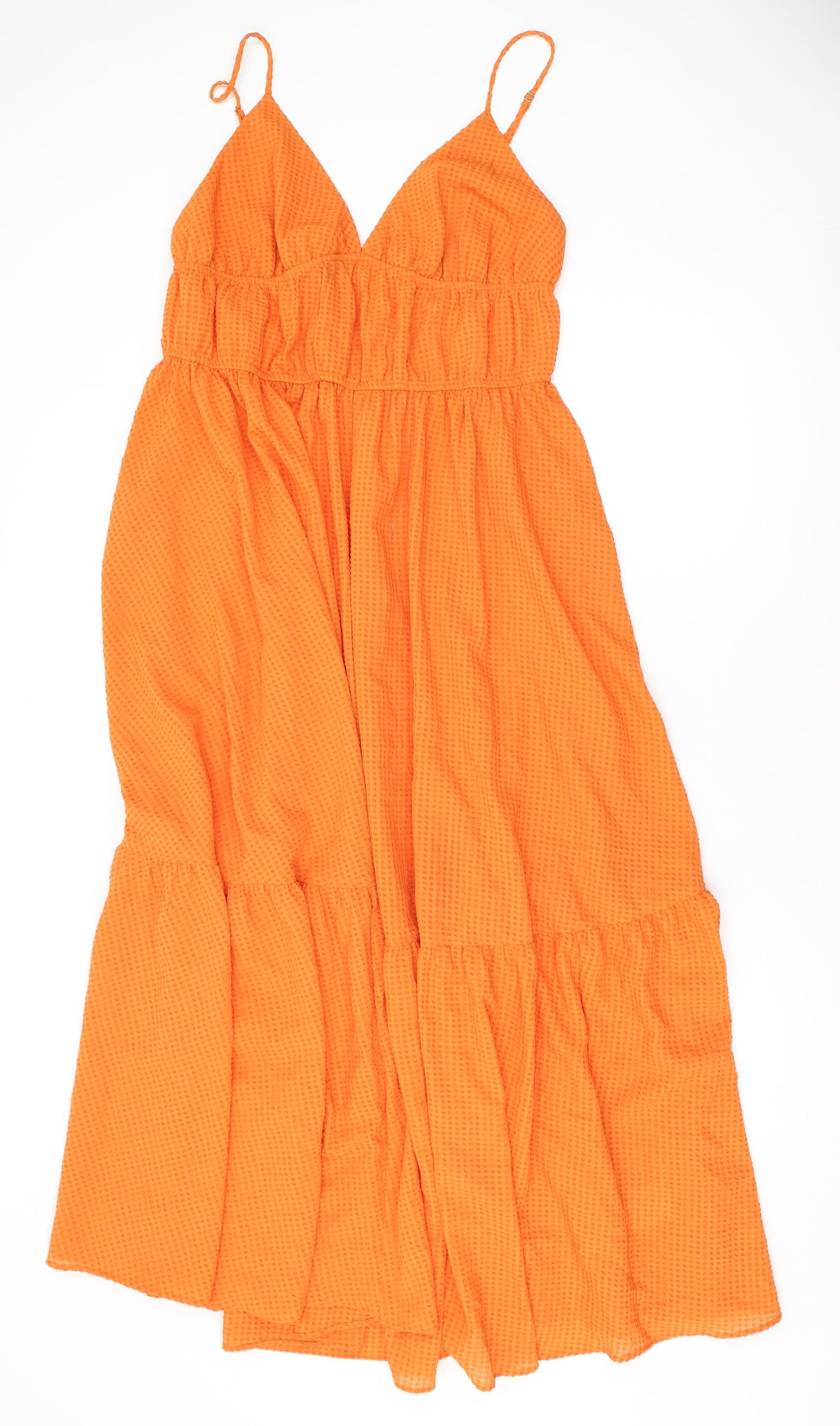 H&M Womens Orange Polyester Maxi Size 14 V-Neck Pullover