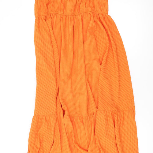 H&M Womens Orange Polyester Maxi Size 14 V-Neck Pullover