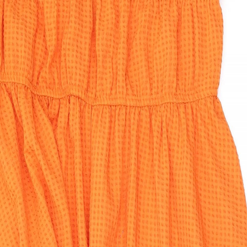 H&M Womens Orange Polyester Maxi Size 14 V-Neck Pullover
