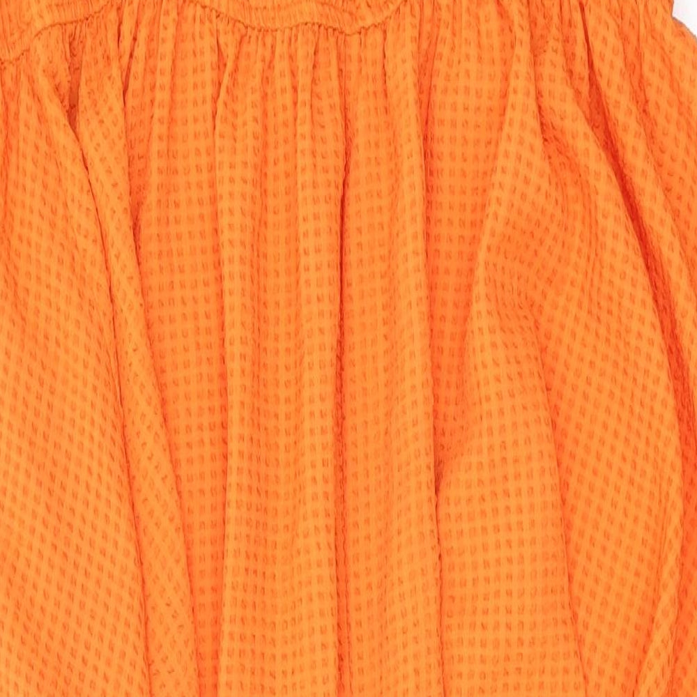 H&M Womens Orange Polyester Maxi Size 14 V-Neck Pullover